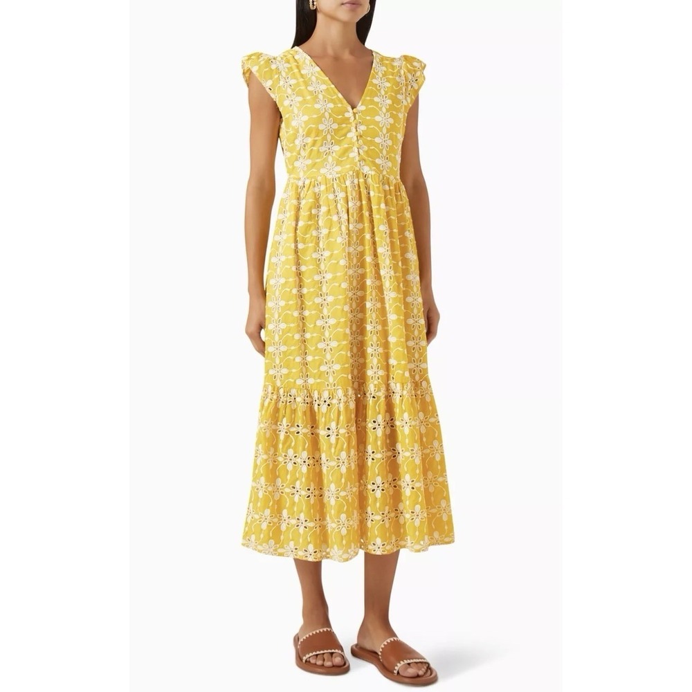 Yellow Dandelion Dress Size M, Eyelet, whimsy fairy, feminine, cotton, boho, NWT